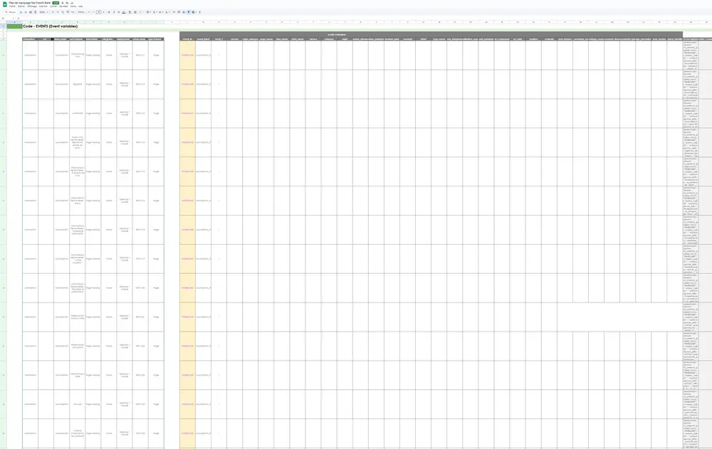 Exemple plan de marquage Excel / Google Sheets